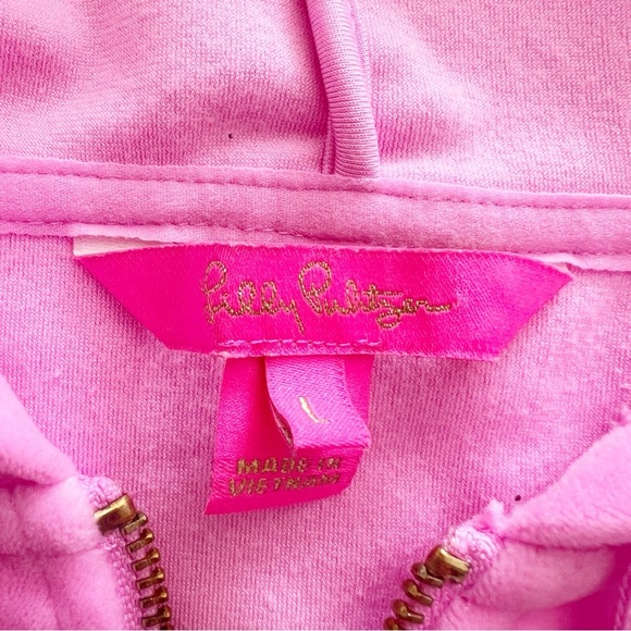 Lilly Pulitzer Larina Velour Zip-up Hoodie Pink Large - Picture 3 of 6